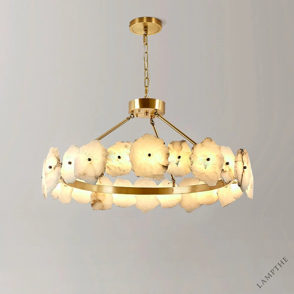 Natural Alabaster Modern Round Chandelier