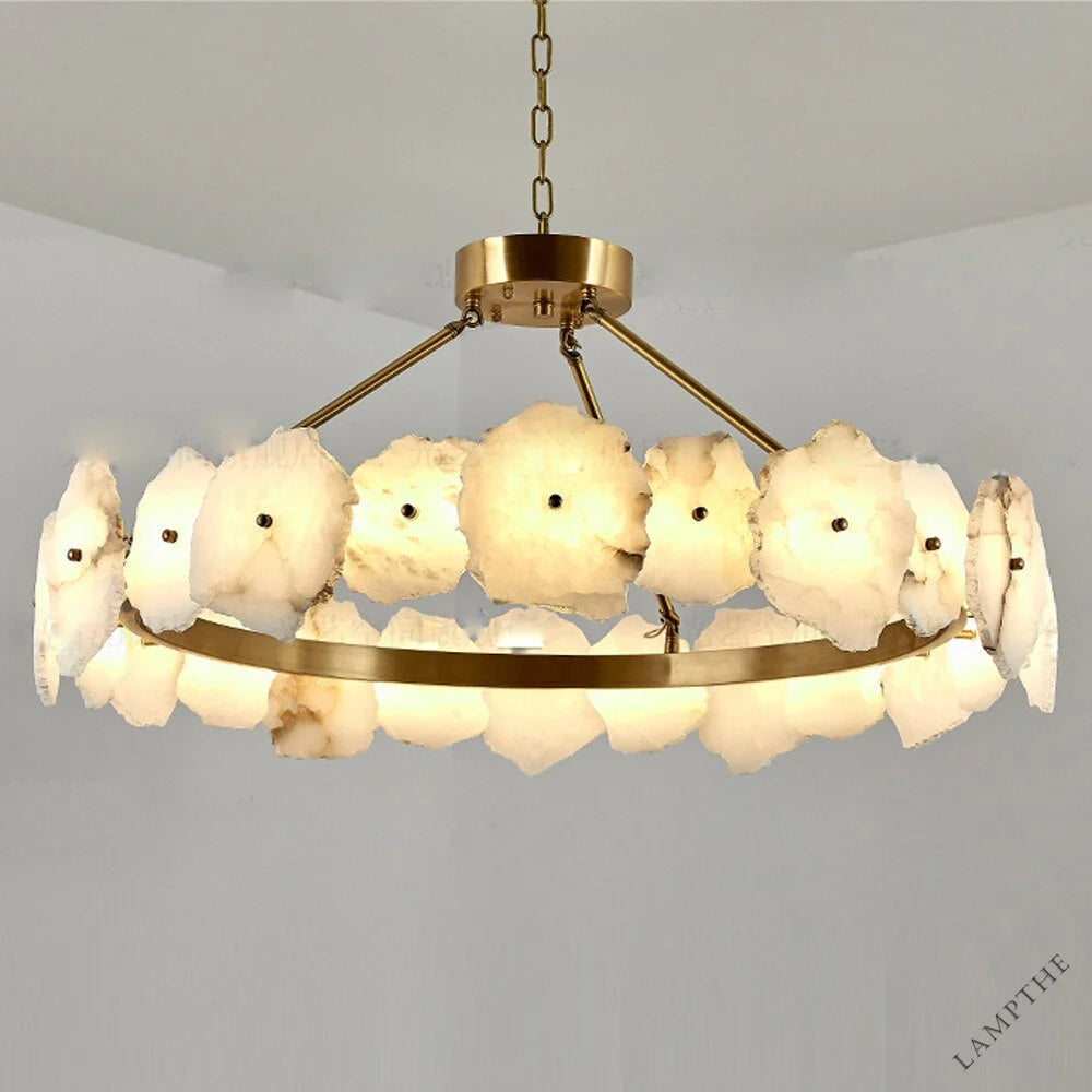 Noes Alabaster Modern Round Chandelier
