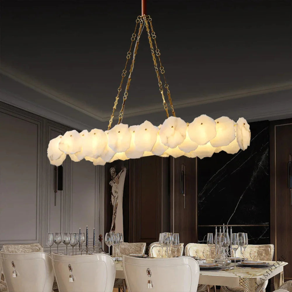 Noah Alabaster Modern Snowflake Linear Chandelier with Chain chandelier Kevinstudiolives