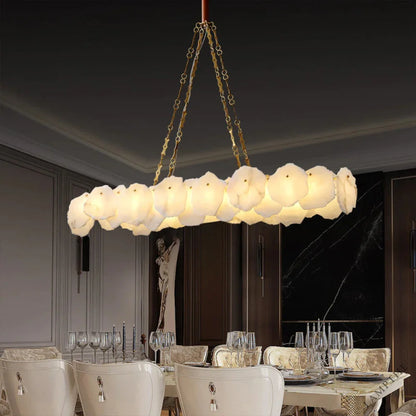 Noah Alabaster Modern Snowflake Linear Chandelier with Chain chandelier Kevinstudiolives