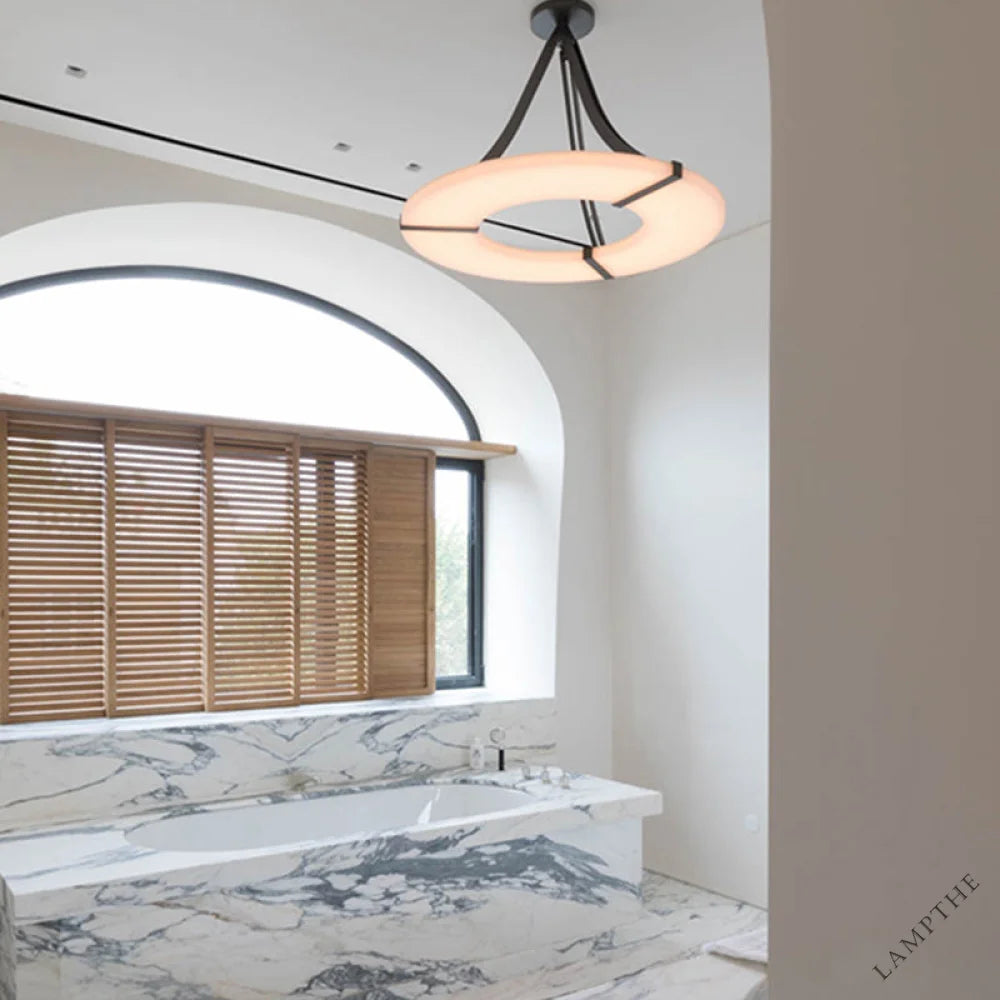 Nova Alabaster Round Plate Ceiling Chandelier