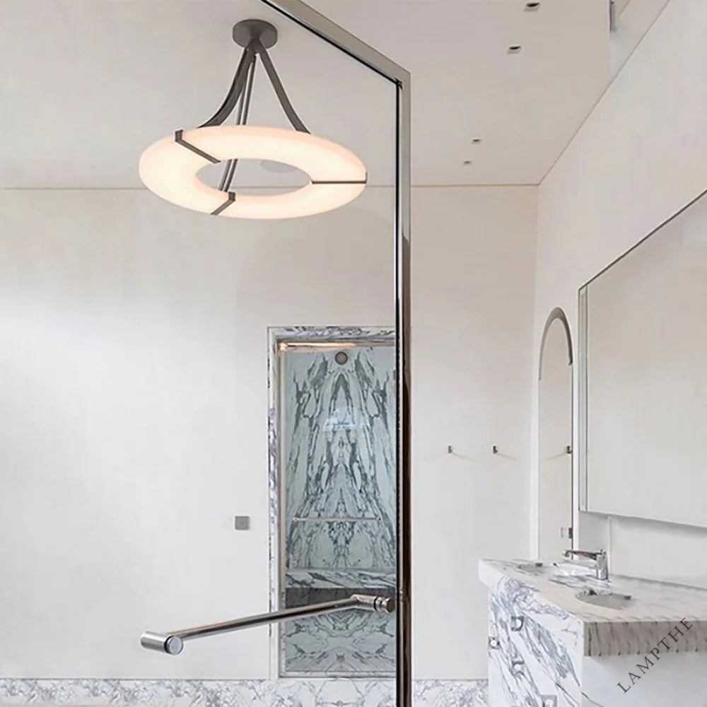Nova Alabaster Round Plate Ceiling Chandelier