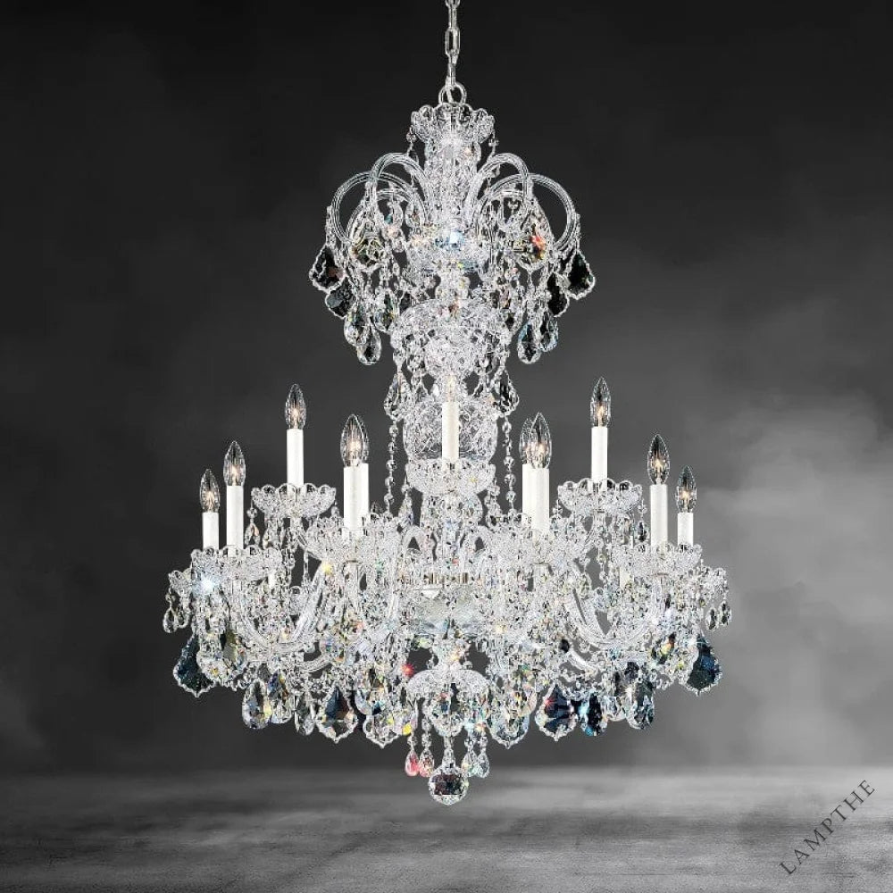 Silver / Clear Heritage Crystal Olde World 15-light Crystal Chandelier 32"