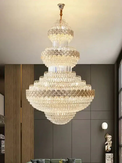 Patine Multi-layers Gold Crystal Chandelier