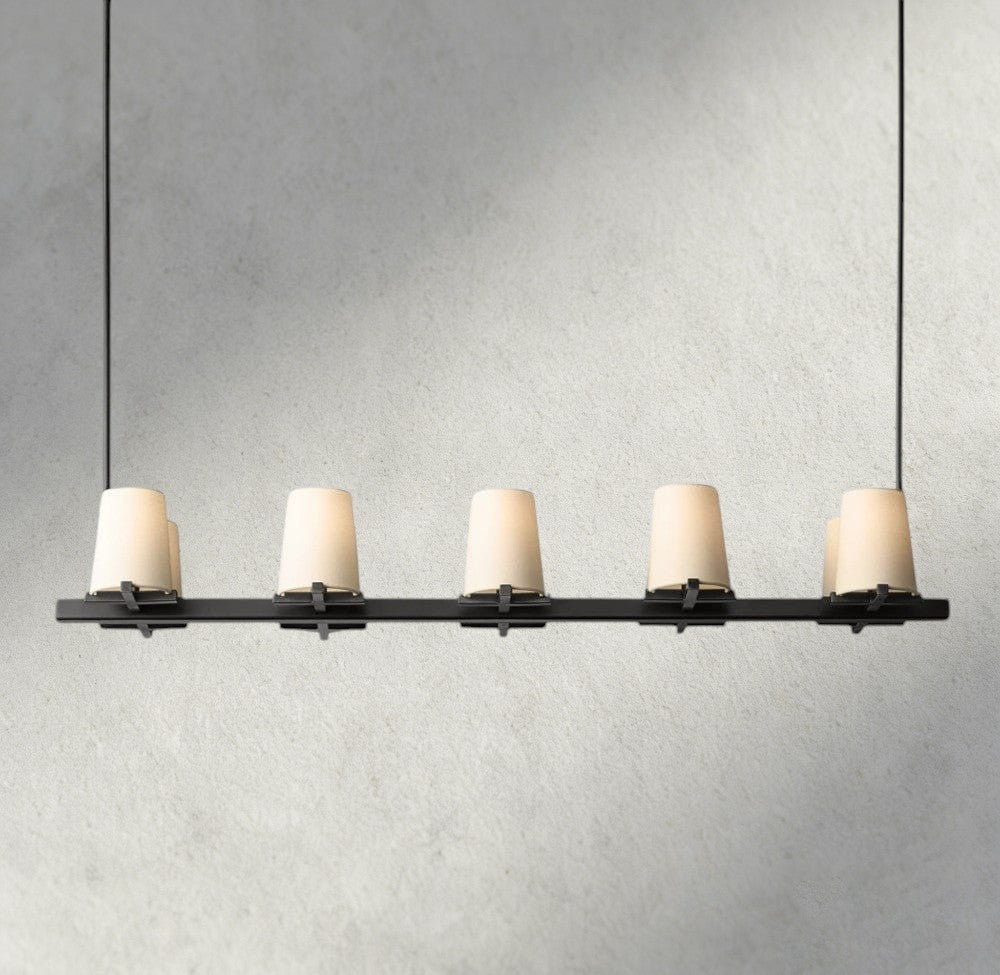 49" / Bronze Pauillac Fabric Shade Linear Chandelier 49", 60"