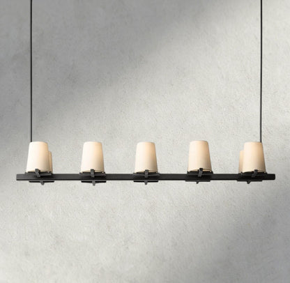 49" / Bronze Pauillac Fabric Shade Linear Chandelier 49", 60"