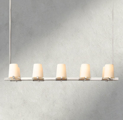 49" / Nickle Pauillac Fabric Shade Linear Chandelier 49", 60"