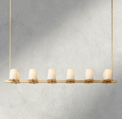 60" / Brass Pauillac Fabric Shade Linear Chandelier 49", 60"