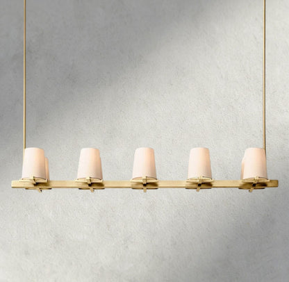 49" / Brass Pauillac Fabric Shade Linear Chandelier 49", 60"