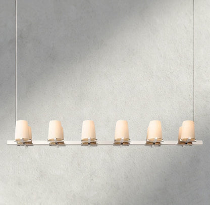 60" / Nickle Pauillac Fabric Shade Linear Chandelier 49", 60"