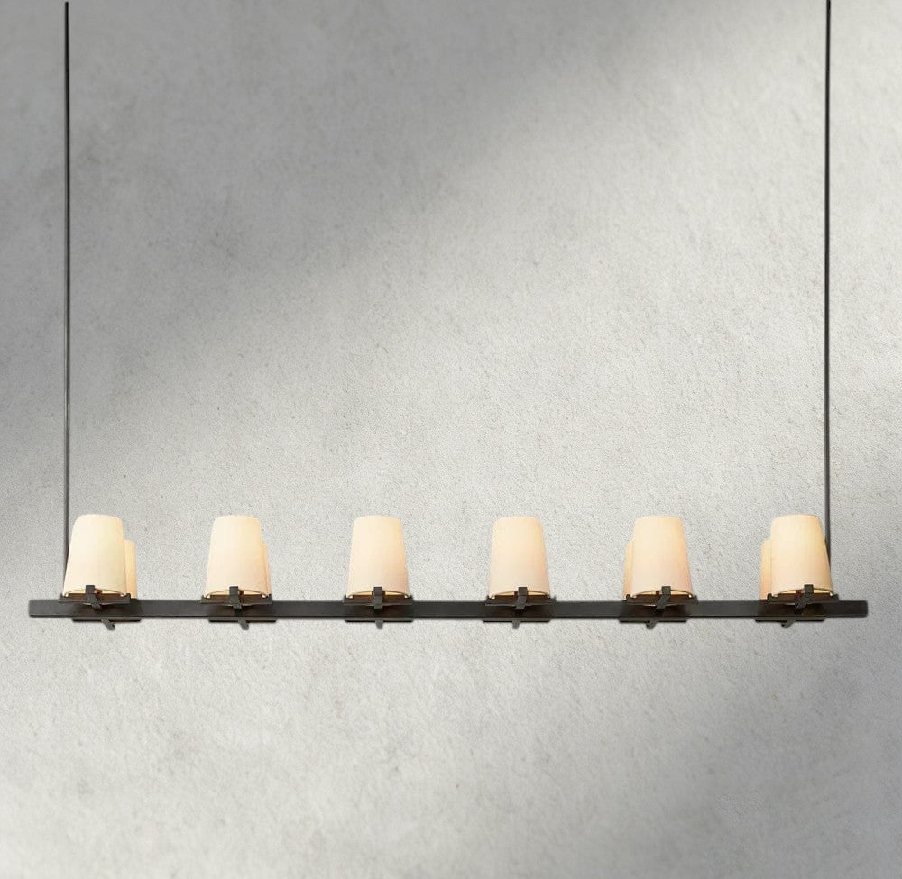 60" / Bronze Pauillac Fabric Shade Linear Chandelier 49", 60"