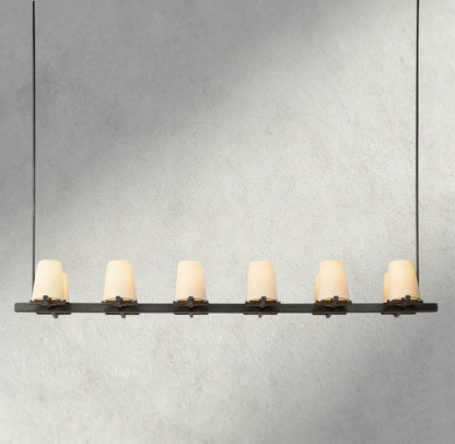 60" / Bronze Pauillac Fabric Shade Linear Chandelier 49", 60"