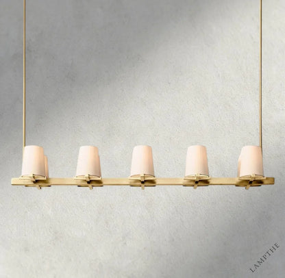 49" / Brass Pauillac Fabric Shade Linear Chandelier 49", 60"