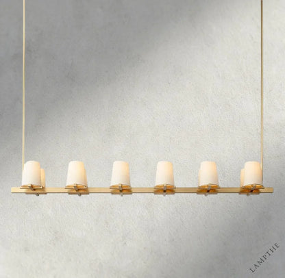 60" / Brass Pauillac Fabric Shade Linear Chandelier 49", 60"