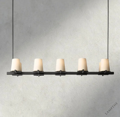 49" / Bronze Pauillac Fabric Shade Linear Chandelier 49", 60"