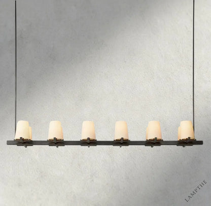 60" / Bronze Pauillac Fabric Shade Linear Chandelier 49", 60"
