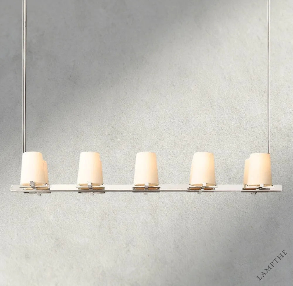 49" / Nickle Pauillac Fabric Shade Linear Chandelier 49", 60"