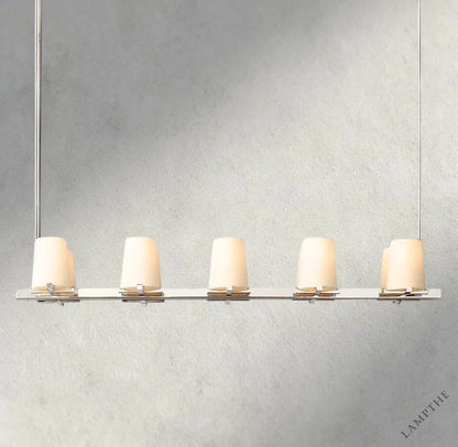 49" / Nickle Pauillac Fabric Shade Linear Chandelier 49", 60"
