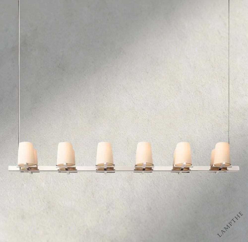 60" / Nickle Pauillac Fabric Shade Linear Chandelier 49", 60"