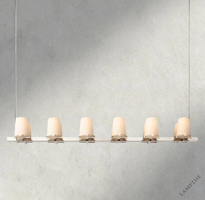 60" / Nickle Pauillac Fabric Shade Linear Chandelier 49", 60"