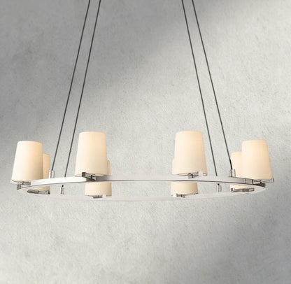 36" / Nickle Pauillac Fabric Shade Round Chandelier 36", 48", 60"