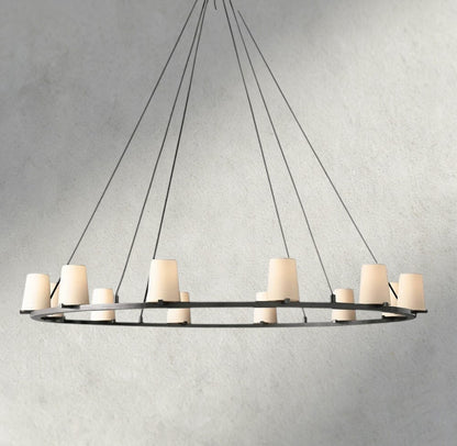 60" / Bronze Pauillac Fabric Shade Round Chandelier 36", 48", 60"