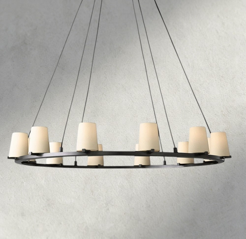 48" / Bronze Pauillac Fabric Shade Round Chandelier 36", 48", 60"