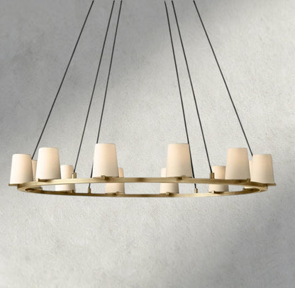 48" / Brass Pauillac Fabric Shade Round Chandelier 36", 48", 60"
