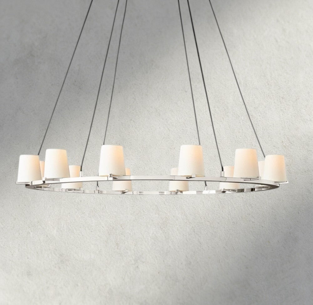 48" / Nickle Pauillac Fabric Shade Round Chandelier 36", 48", 60"