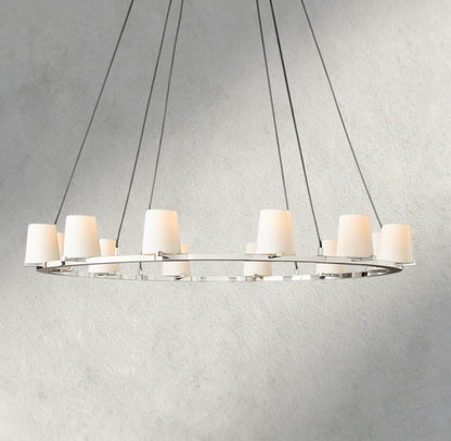 48" / Nickle Pauillac Fabric Shade Round Chandelier 36", 48", 60"