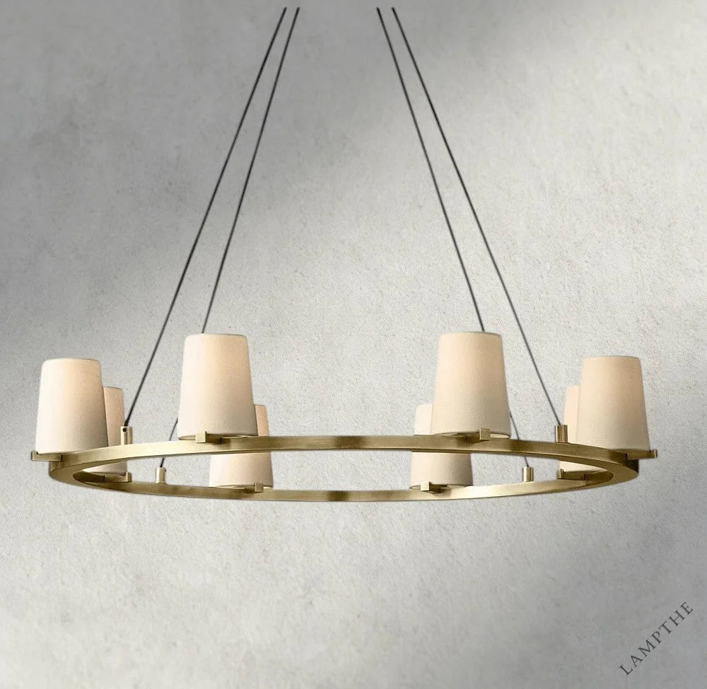 36" / Brass Pauillac Fabric Shade Round Chandelier 36", 48", 60"
