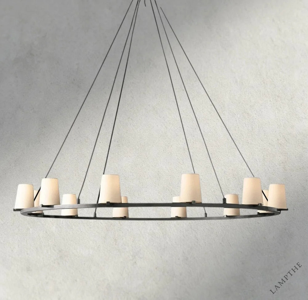 60" / Bronze Pauillac Fabric Shade Round Chandelier 36", 48", 60"
