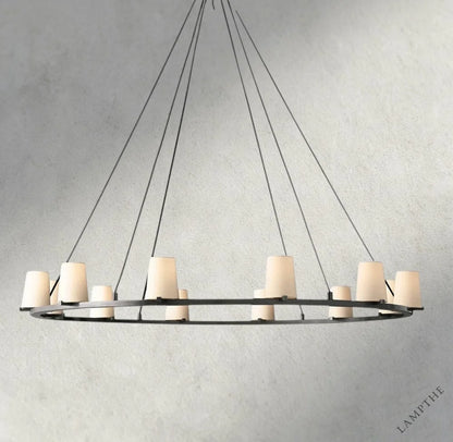 60" / Bronze Pauillac Fabric Shade Round Chandelier 36", 48", 60"