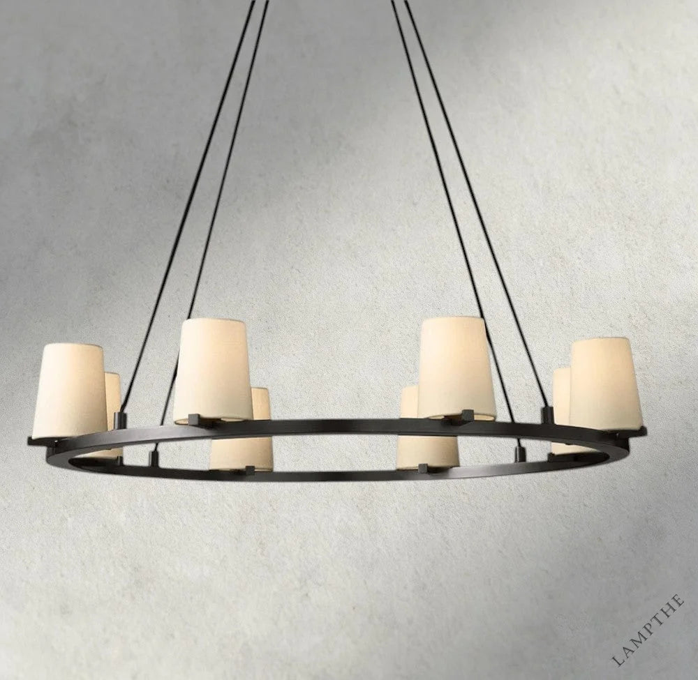 36" / Bronze Pauillac Fabric Shade Round Chandelier 36", 48", 60"