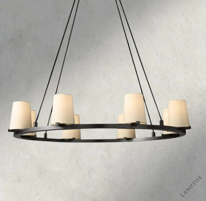 36" / Bronze Pauillac Fabric Shade Round Chandelier 36", 48", 60"