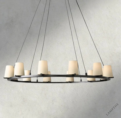 48" / Bronze Pauillac Fabric Shade Round Chandelier 36", 48", 60"