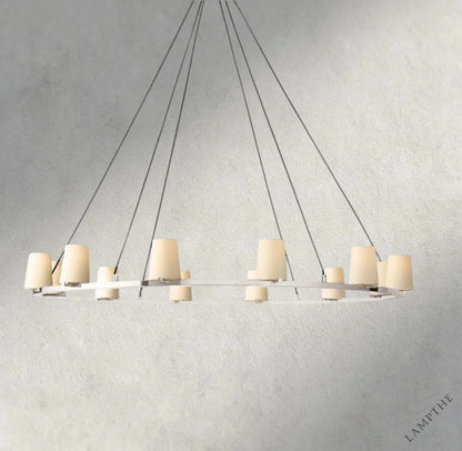 60" / Nickle Pauillac Fabric Shade Round Chandelier 36", 48", 60"