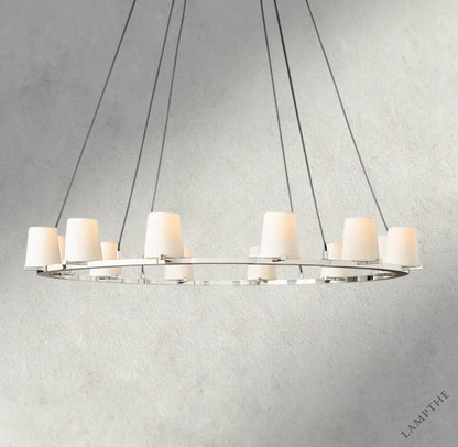 48" / Nickle Pauillac Fabric Shade Round Chandelier 36", 48", 60"