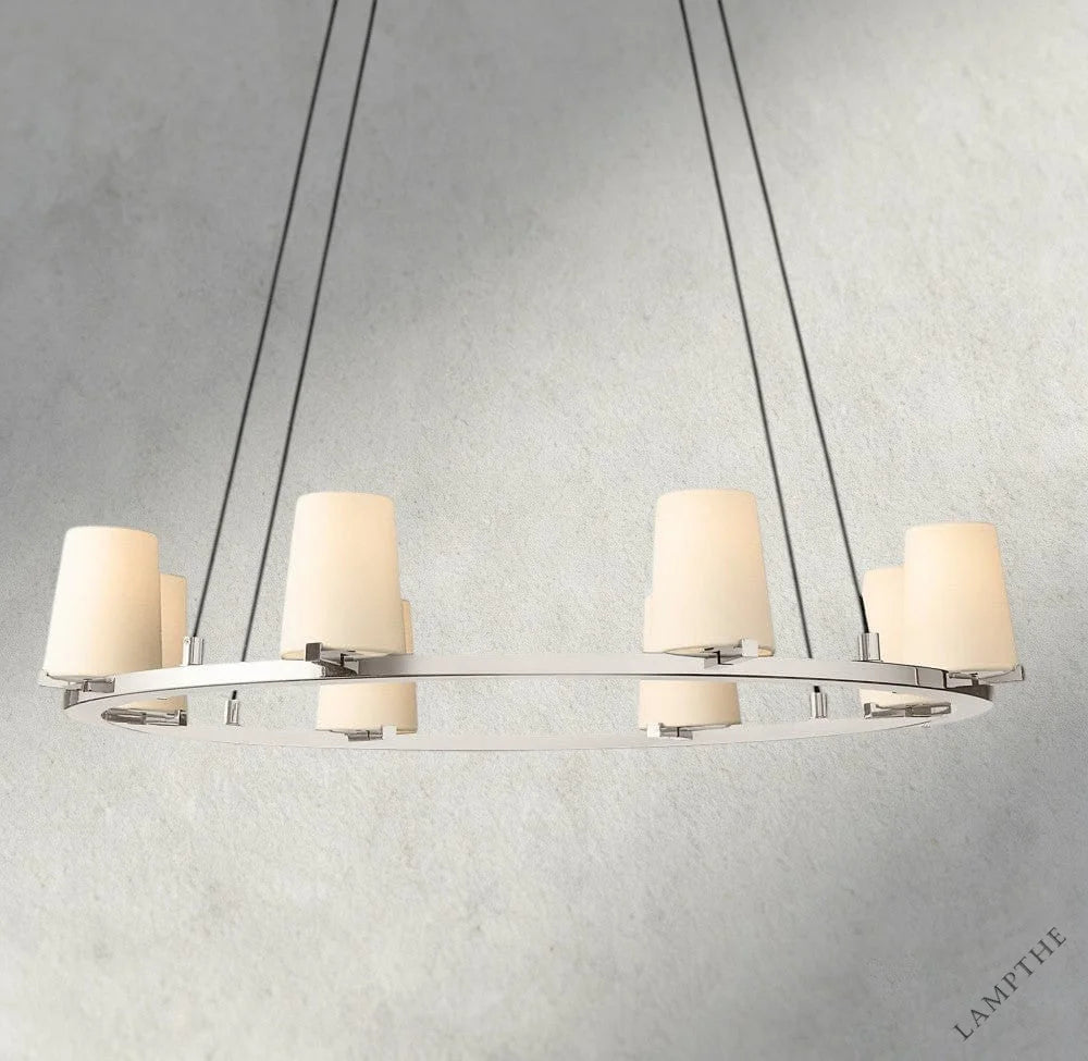 36" / Nickle Pauillac Fabric Shade Round Chandelier 36", 48", 60"