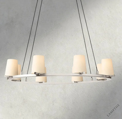 36" / Nickle Pauillac Fabric Shade Round Chandelier 36", 48", 60"