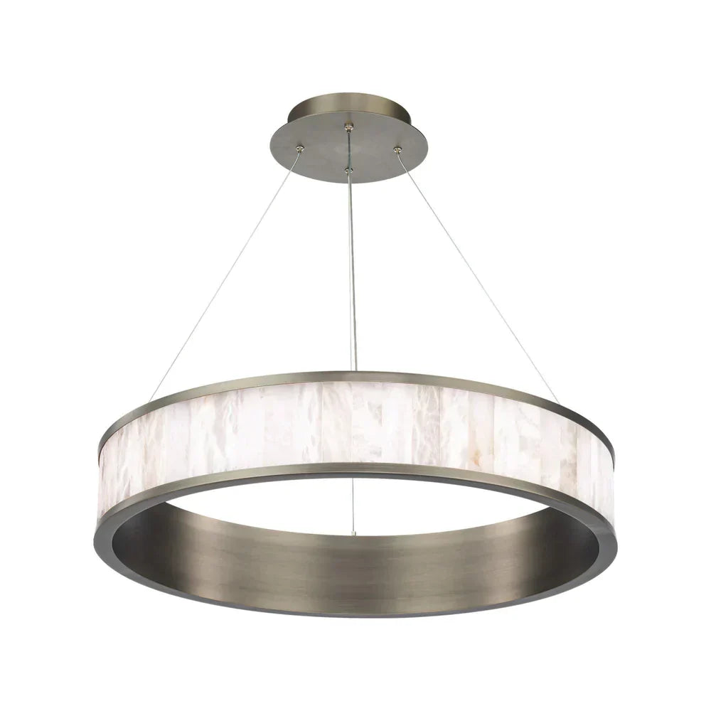 Alabaster Round Ring LED Chandelier 28"