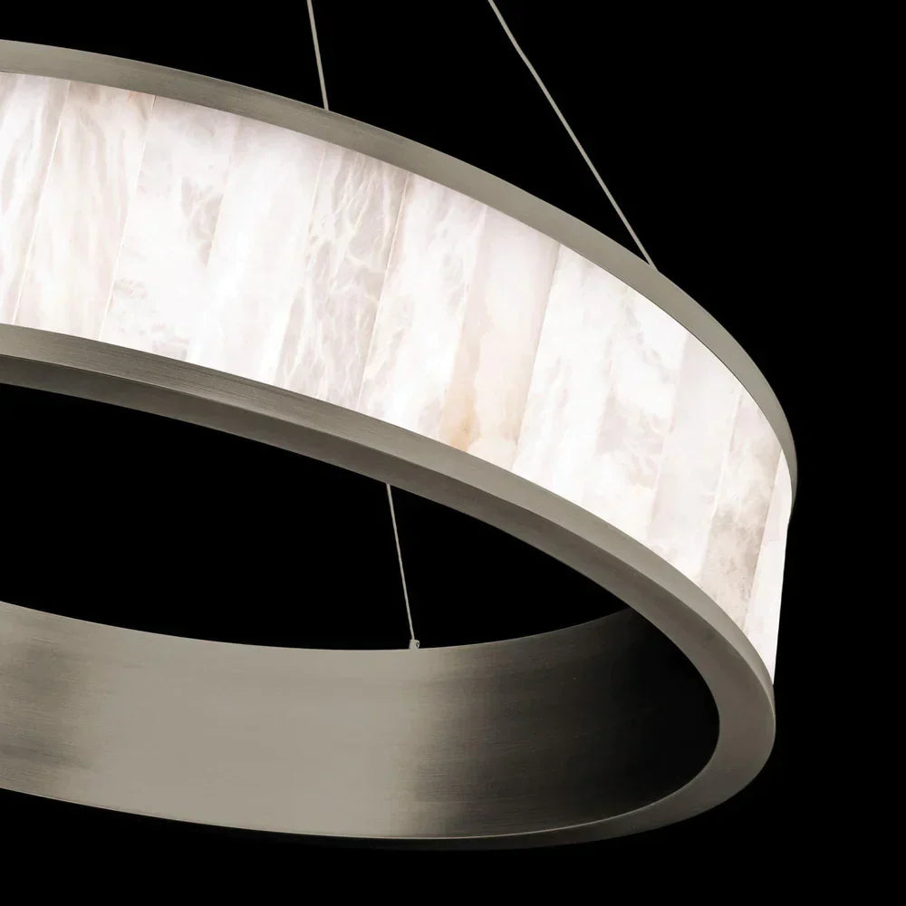 Alabaster Round Ring LED Chandelier 28"