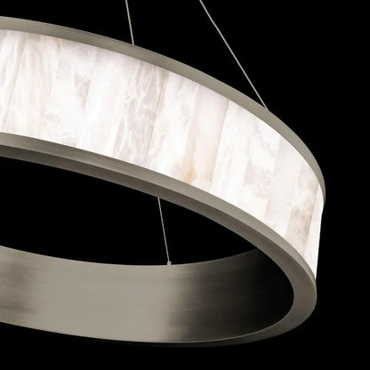Alabaster Round Ring LED Chandelier 28"