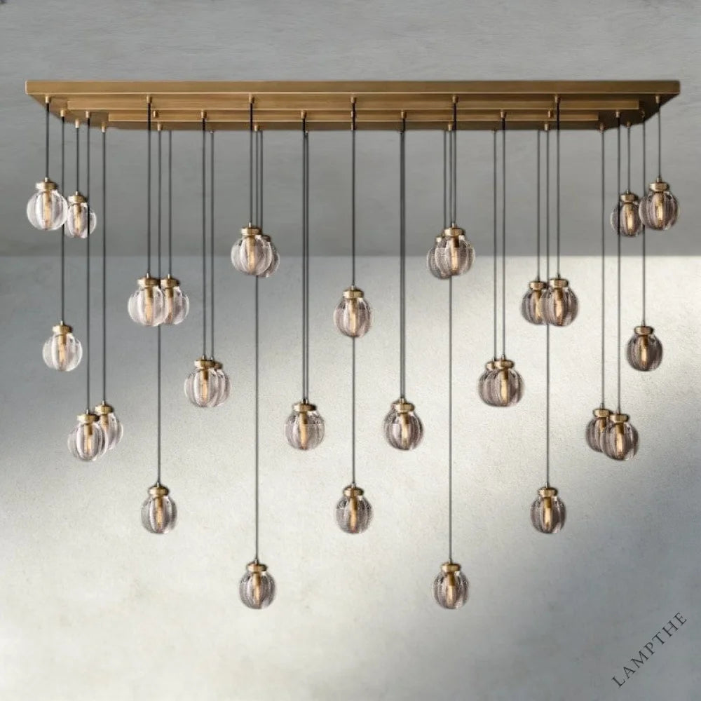 72" / Brass Pearl Rectangular Chandelier 36", 54", 72"