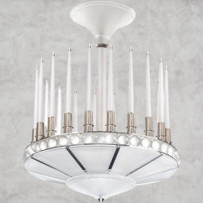 Nickel Peres Candles Chandelier 27D"