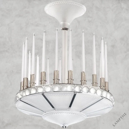 Nickel Peres Candles Chandelier 27D"