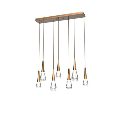 Brass Pluvia 7-Light Linear Chandelier Pendant For Living room Family room Dining Room Bedroom