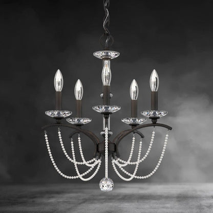 Black / Clear Optic Crystal Priscilla Crystal Candlestick Chandelier 18"