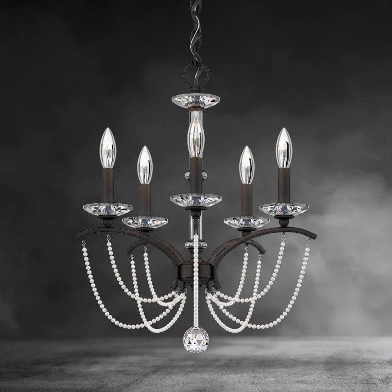 Black / Clear Optic Crystal Priscilla Crystal Candlestick Chandelier 18"