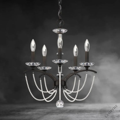 Black / Clear Optic Crystal Priscilla Crystal Candlestick Chandelier 18"